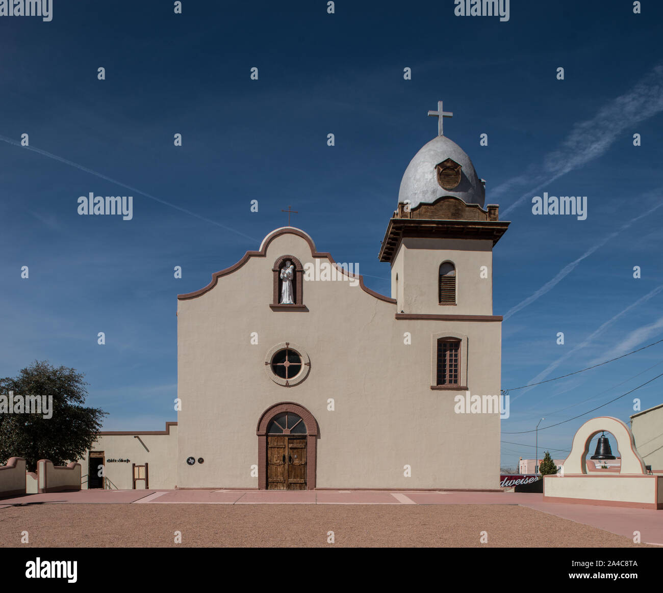 Die San Ysleta Mission, im Jahre 1682 von den Mitgliedern der Tigua indischen Stamm, die in der Nähe von dem, was jetzt ist, Albuquerque, New Mexico gezwungen gewesen, ihre angestammte Heimat zu fliehen. In El Paso, Texas Stockfoto