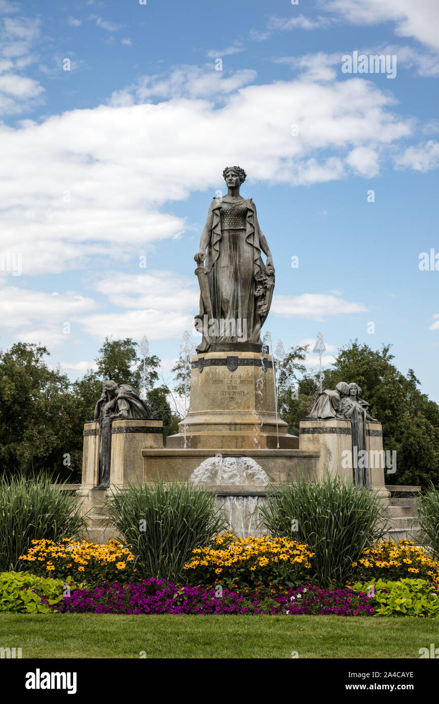 Die Thatcher Memorial Brunnen an der Esplanade im City Park, Denver, Colorado Stockfoto