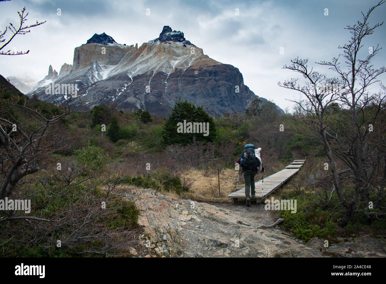 Patagonien Cuerno Auftraggeber und dem Valle Frances Torres del Paine Nationalpark, Chile. Stockfoto