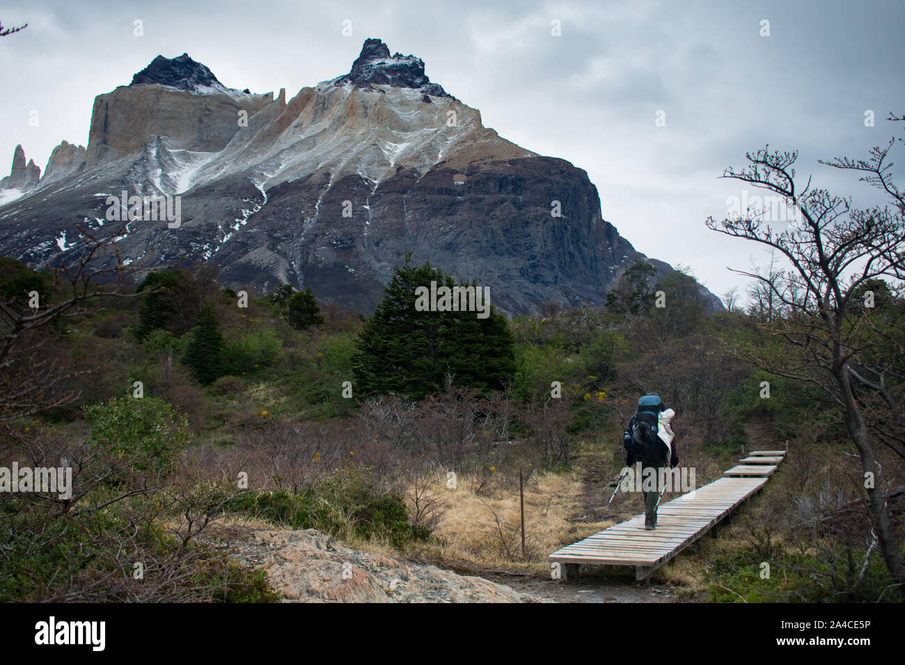 Patagonien Cuerno Auftraggeber und dem Valle Frances Torres del Paine Nationalpark, Chile. Stockfoto