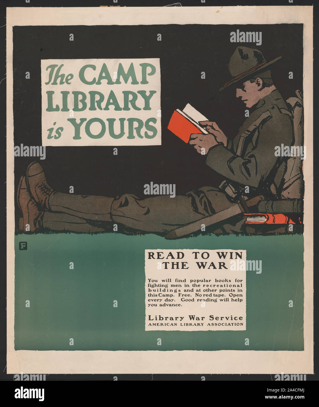 Das camp Bibliothek - Erfahren Sie mehr über Krieg/F. win Stockfoto Das camp Bibliothek - Erfahren Sie mehr über Krieg/F. win Stockfoto