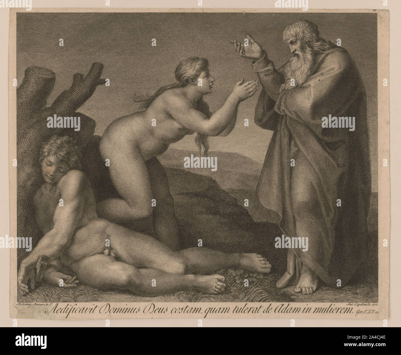 Die Schaffung von Eva]/Michelang. Buonarota S. Stockfoto