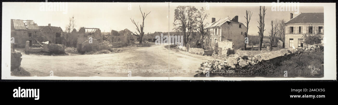 Die zerstörte Stadt Boureshes [sic], Frankreich, am Rande von Belleau Woods Stockfoto