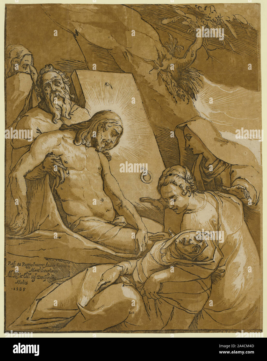 Die grablegung/Raff. da Reggio erfinden. Andrea Andreano Mant. intagliator. Stockfoto
