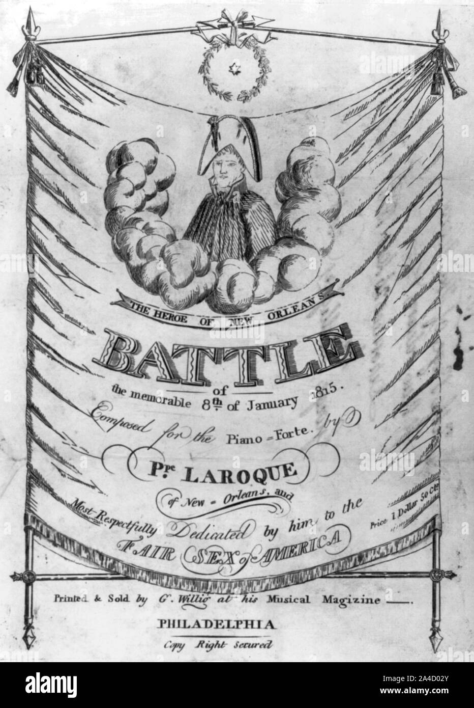 Der Held von New Orleans Schlacht der denkwürdigen 8. Januar 1815 -... von S. Laroque Stockfoto