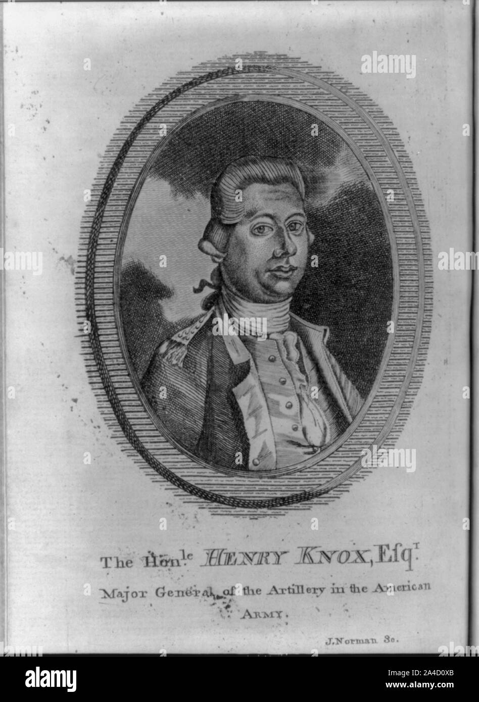 Die honle. Henry Knox, Esqr., Major General der Artillerie in der amerikanischen Armee/J. Norman sc. Stockfoto