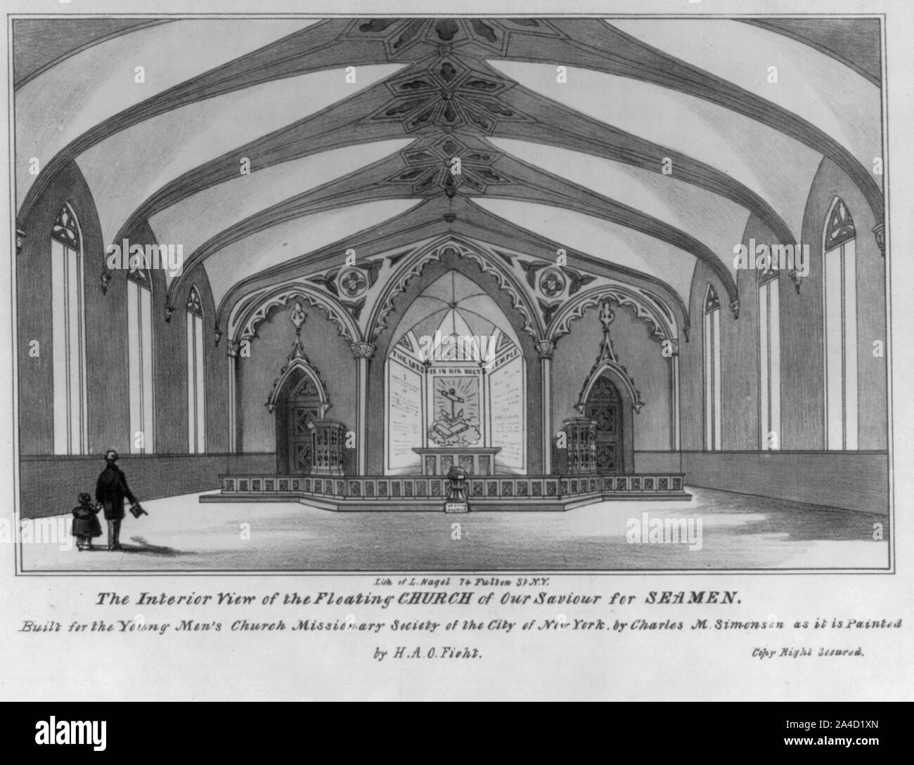 Der Innenraum Blick auf die schwimmende Kirche unseres Erlösers für Seeleute Stockfoto