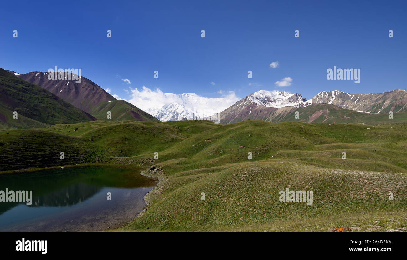 Pamir, Landschaften im Alay Tal, das ist der Weg für die Spitze der zweitgrößte in Kirgisistan und Tadschikistan - Ibn Sina (Awicen peak Stockfoto