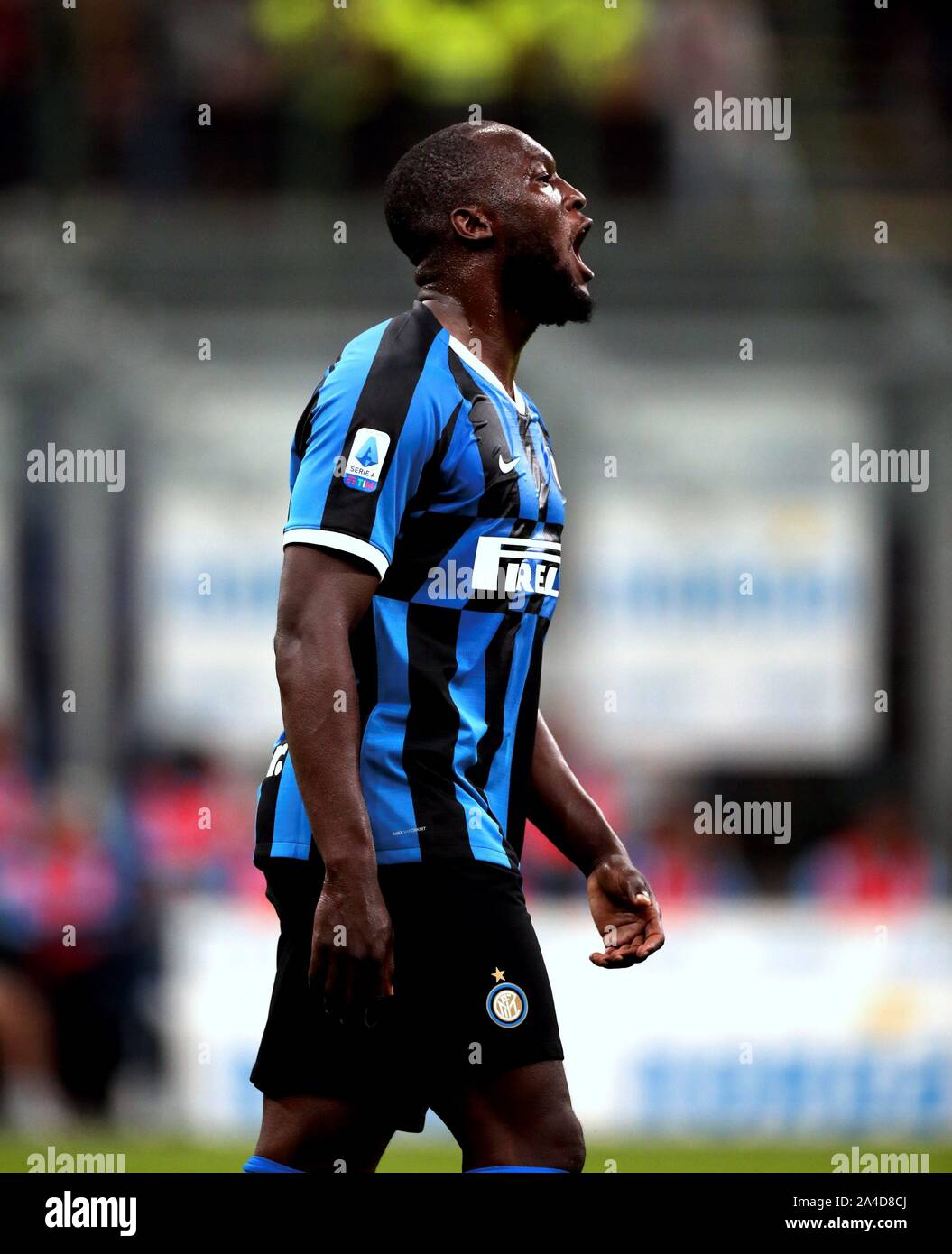 Mailand, Italien - 25 September 2019: Romelu Lukaku reagiert während der Serie A 2019/2020 INTER v Latium im San Siro Stadion. Stockfoto