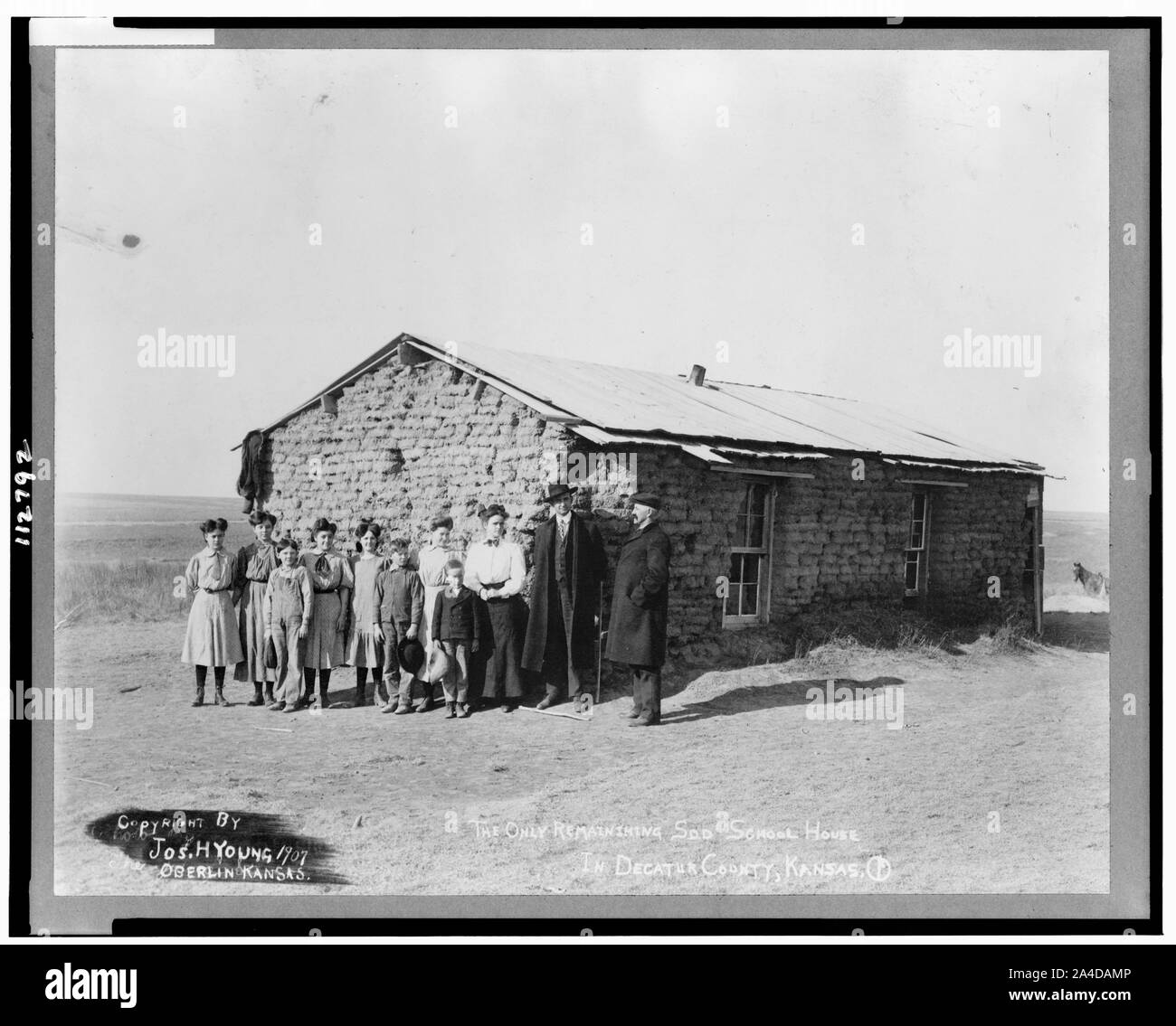 Die einzige verbleibende sod School House in Decatur County, Kansas Stockfoto