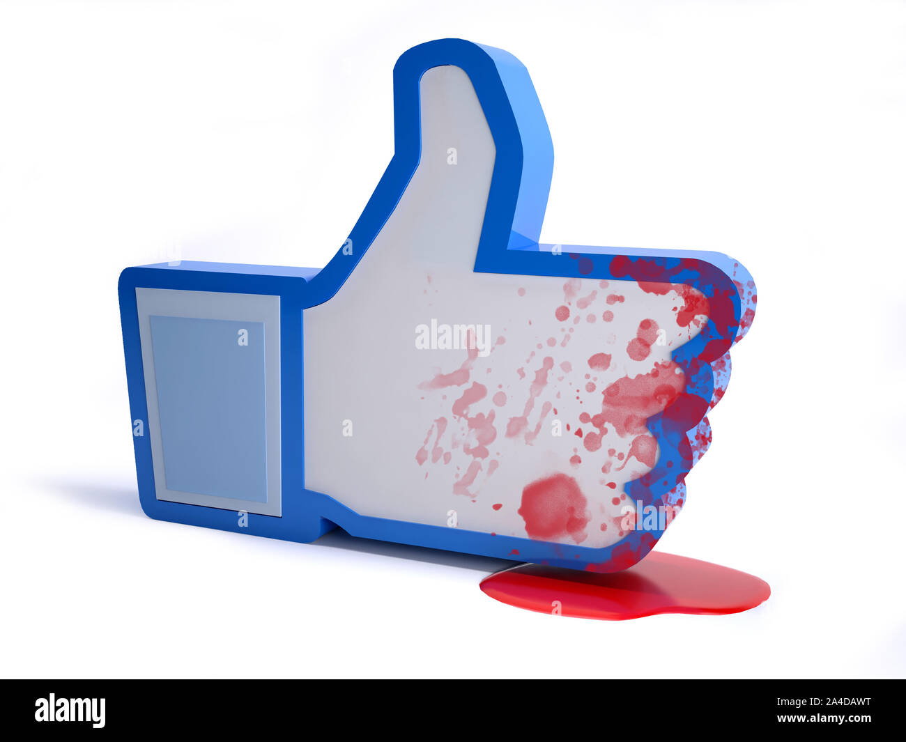 Soziales Netzwerk Symbol Hand mit Blut, hetzerische Konzept, 3D-Darstellung Stockfoto