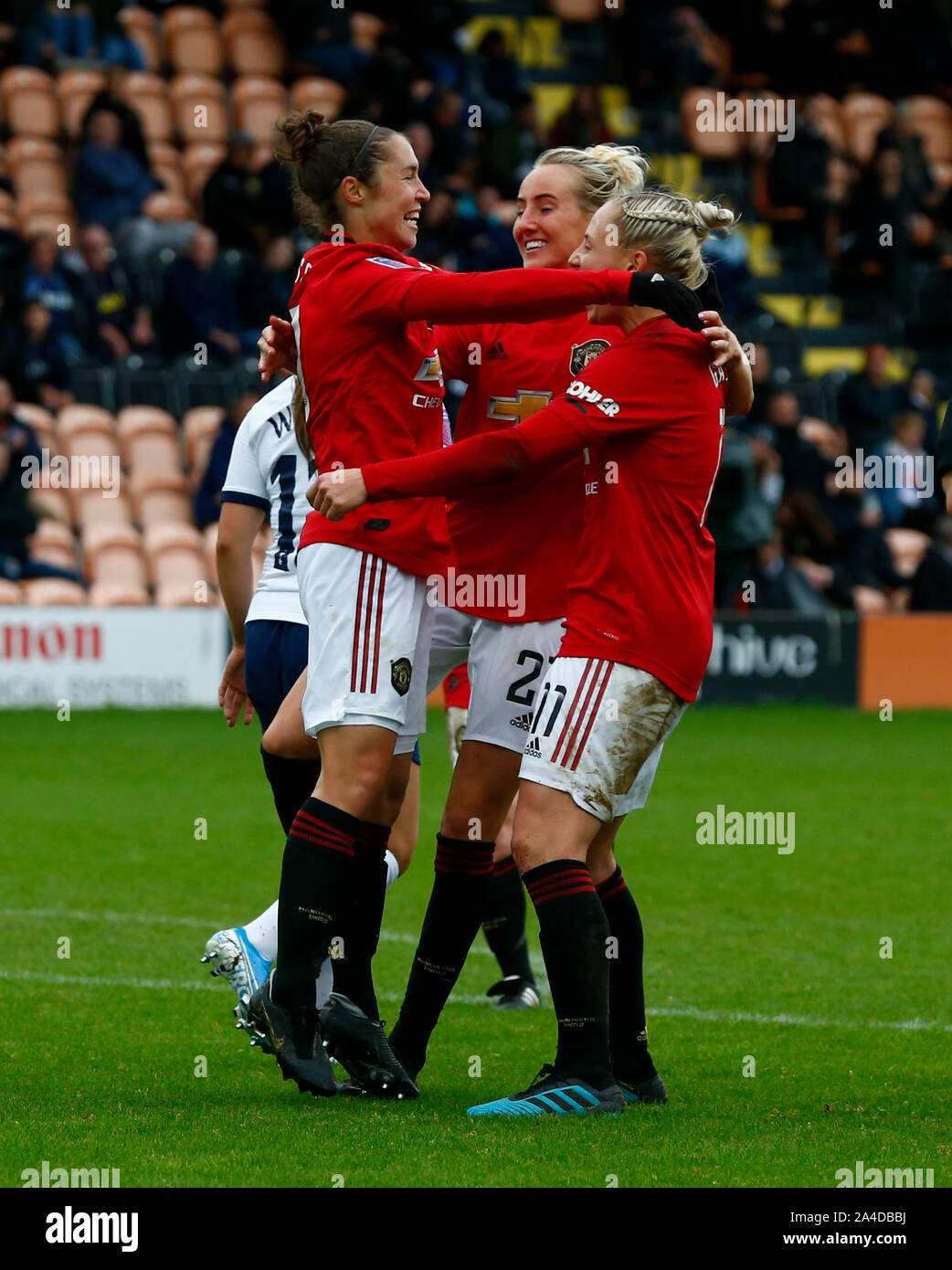 LONDON, VEREINIGTES KÖNIGREICH 13. Oktober. Jane Ross von Manchester United Frauen feiert ihr Ziel während Barclays FA Women's Super League zwischen Tottenham Stockfoto