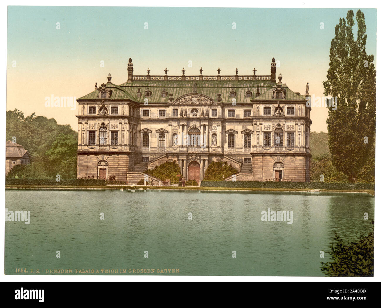 Der Palast und den Teich im großen Garten, Altstadt, Dresden, Sachsen, Deutschland Stockfoto
