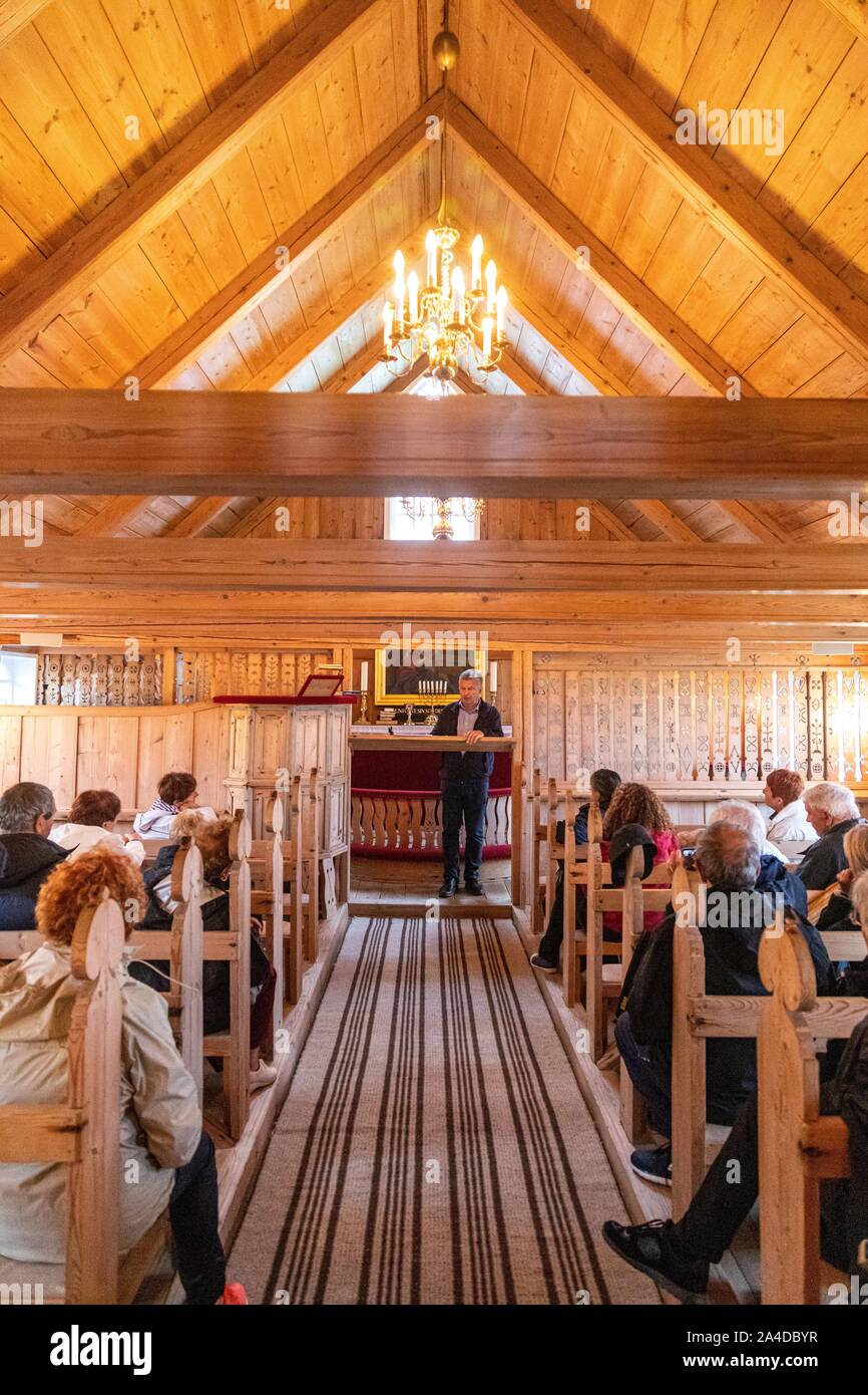Kirche IM DORF KOLLAFJOROUR auf REYKJAVÍK Island, Färöer, Dänemark Stockfoto