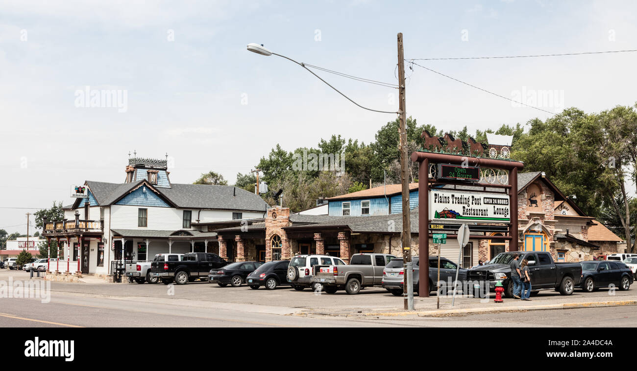Die Vergangenheit wird lebendig auf den Ebenen Trading Post Komplex, wo Neil Goodrich alle oder einen Teil der 40 historischen Western Gebäuden erhalten eine operarting Western Komplex in Douglas zu konstruieren, Wyoming Stockfoto