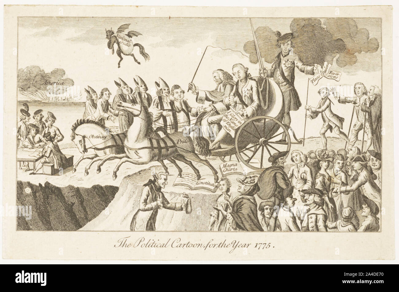 Die politische Karikatur für das Jahr 1775 Stockfoto