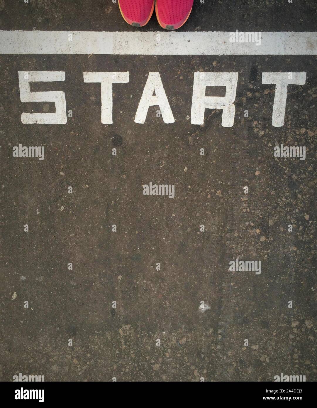 Runner an einem Race Start-line Stockfoto