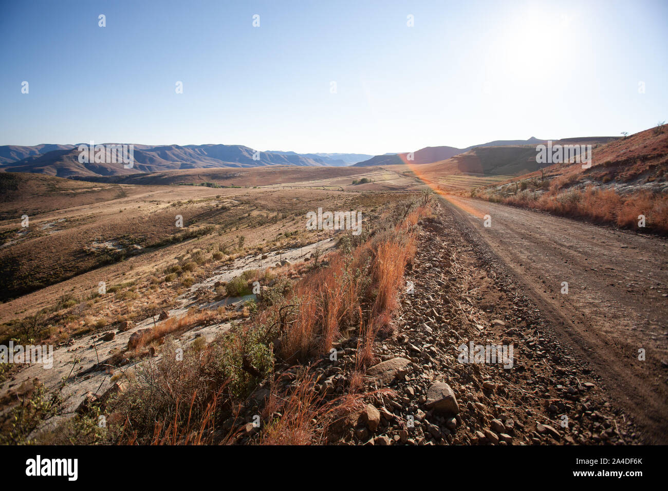 Drakensberge Bergblick von der Straße nach Rhodos, Eastern Cape, Südafrika Stockfoto