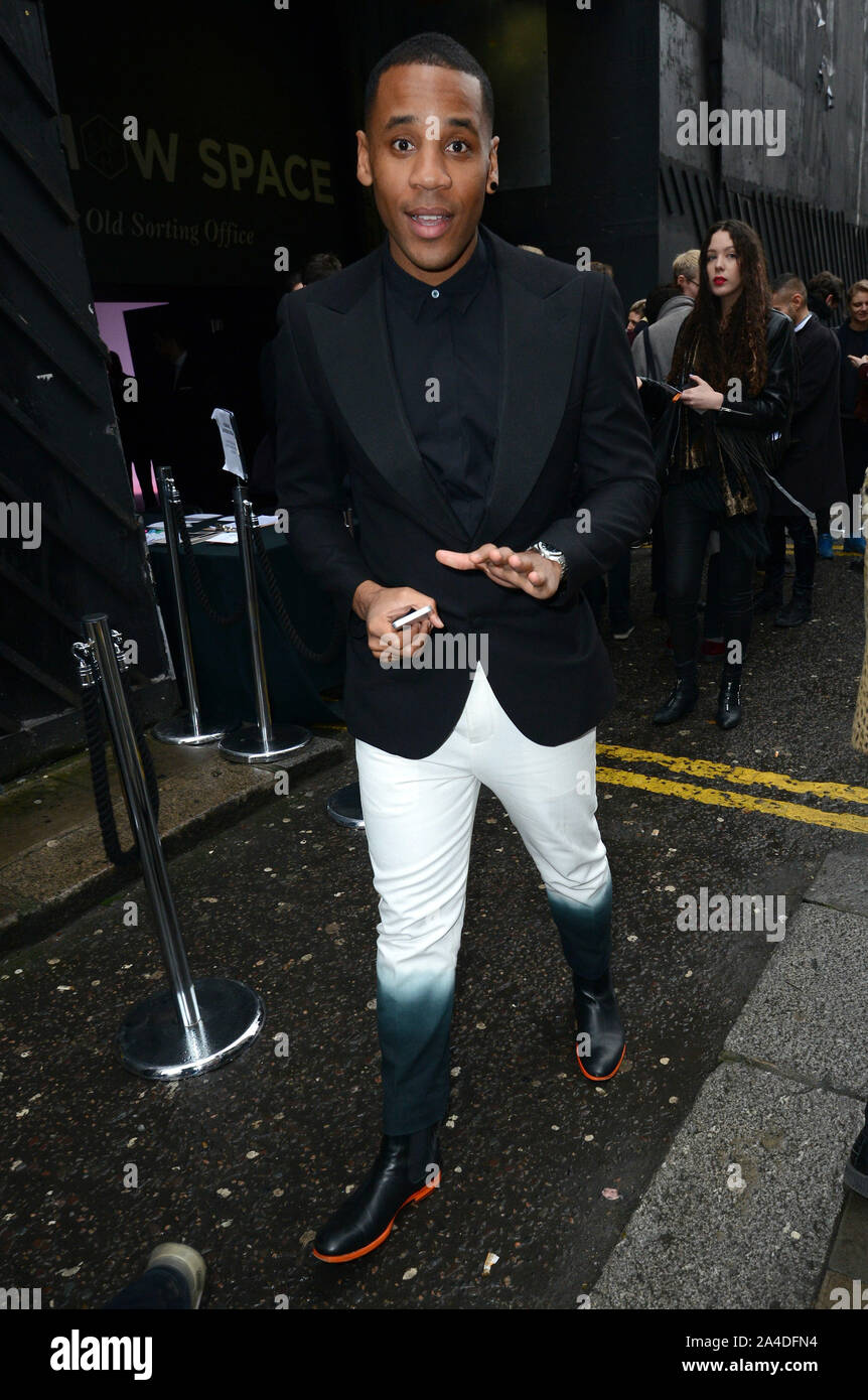 Foto muss Gutgeschrieben © Alex Huckle/Alpha Presse 076793 09/01/2013 Reggie Yates im JW Anderson Fashion Show während der London Sammlungen Männer Januar 2013 in London. Stockfoto
