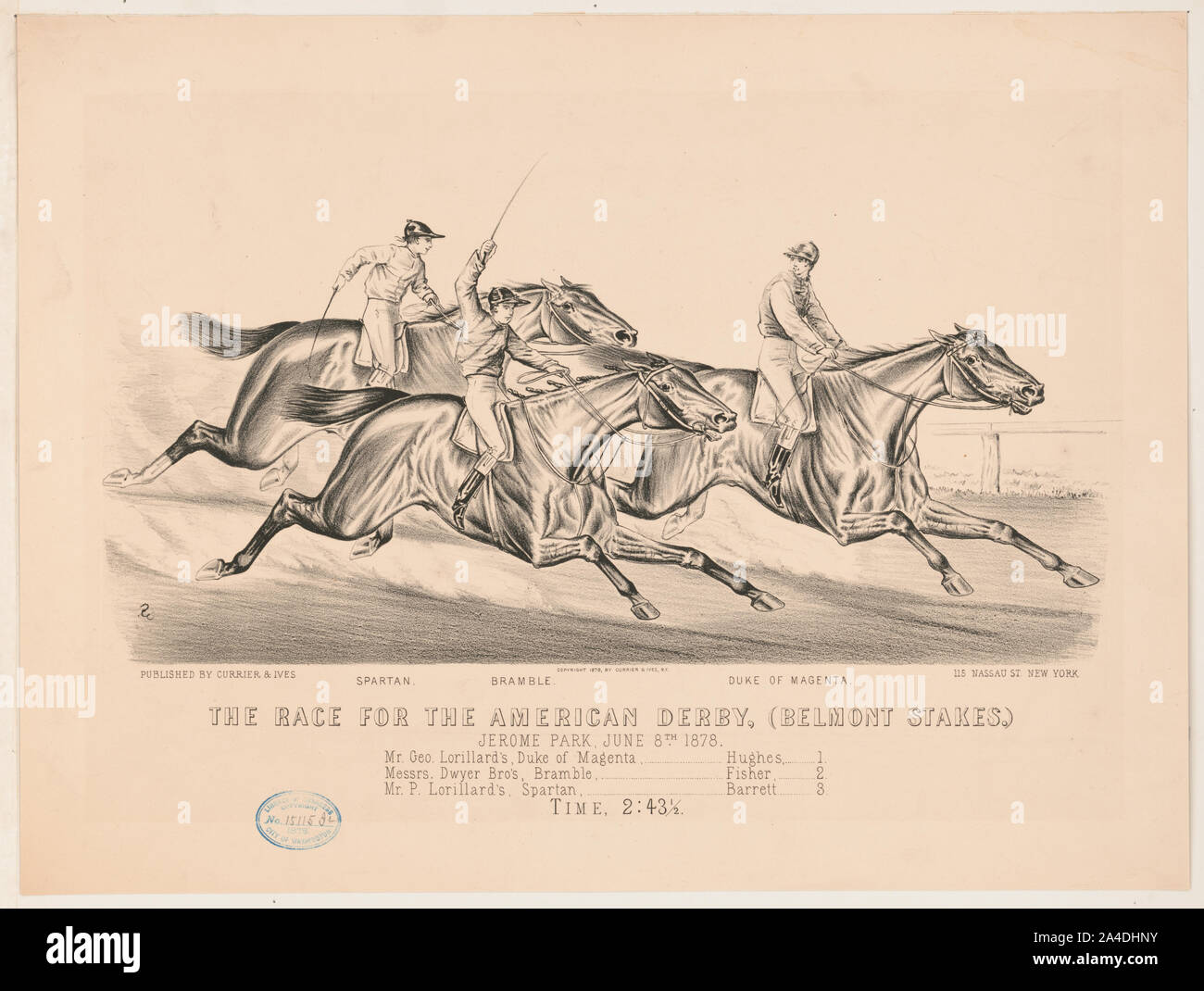 Das Rennen um den amerikanischen Derby, (Belmont Stakes,): Jerome Park, 8. Juni 1878 Stockfoto