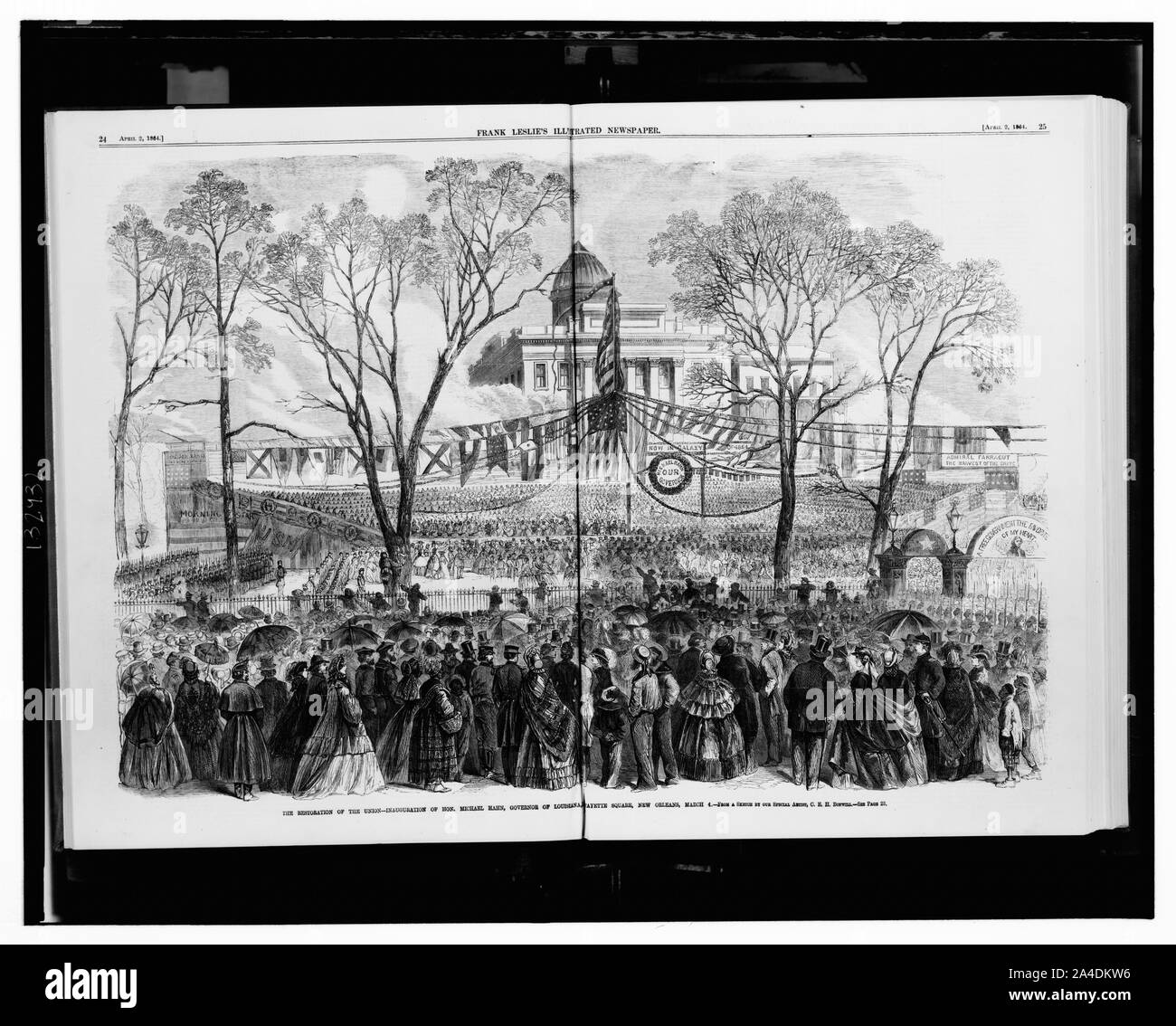 Die Wiederherstellung der Union - Amtseinführung von Herrn Michael Hahn, Gouverneur von Louisiana, Lafayette Square, New Orleans, 4. März/aus einer Skizze von unseren speziellen Künstler, C.E.H. Bonwill. Stockfoto