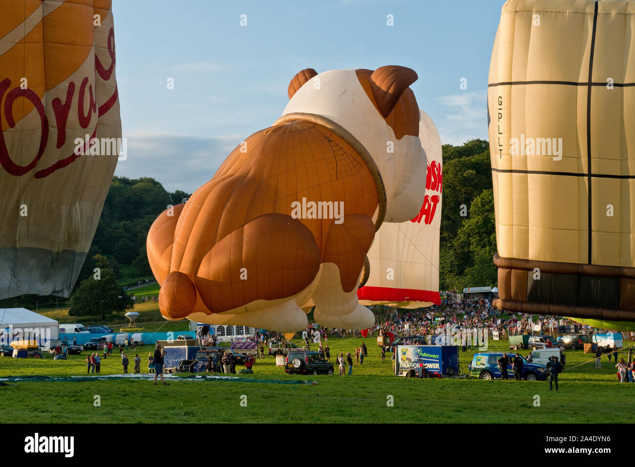 Bull Dog Hot Air Balloon. Bristol International Balloon Fiesta, England Stockfoto