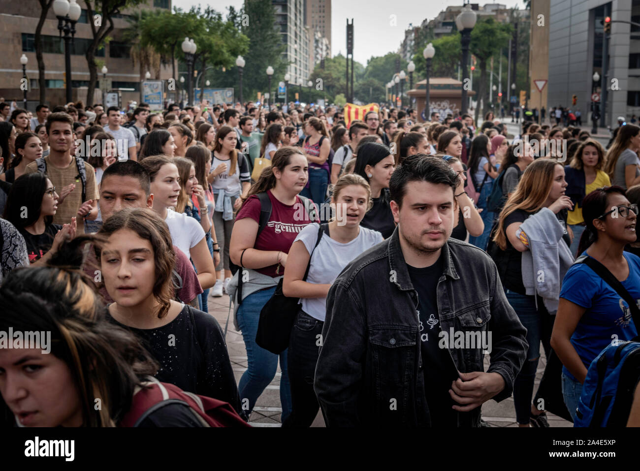 Tarragona Cataluna España 14 de Mayo 2019, Los manifestantes protestan por la sentencia del Was-parameter en las Calles de la Ciudad de Tarragona 2019 Stockfoto