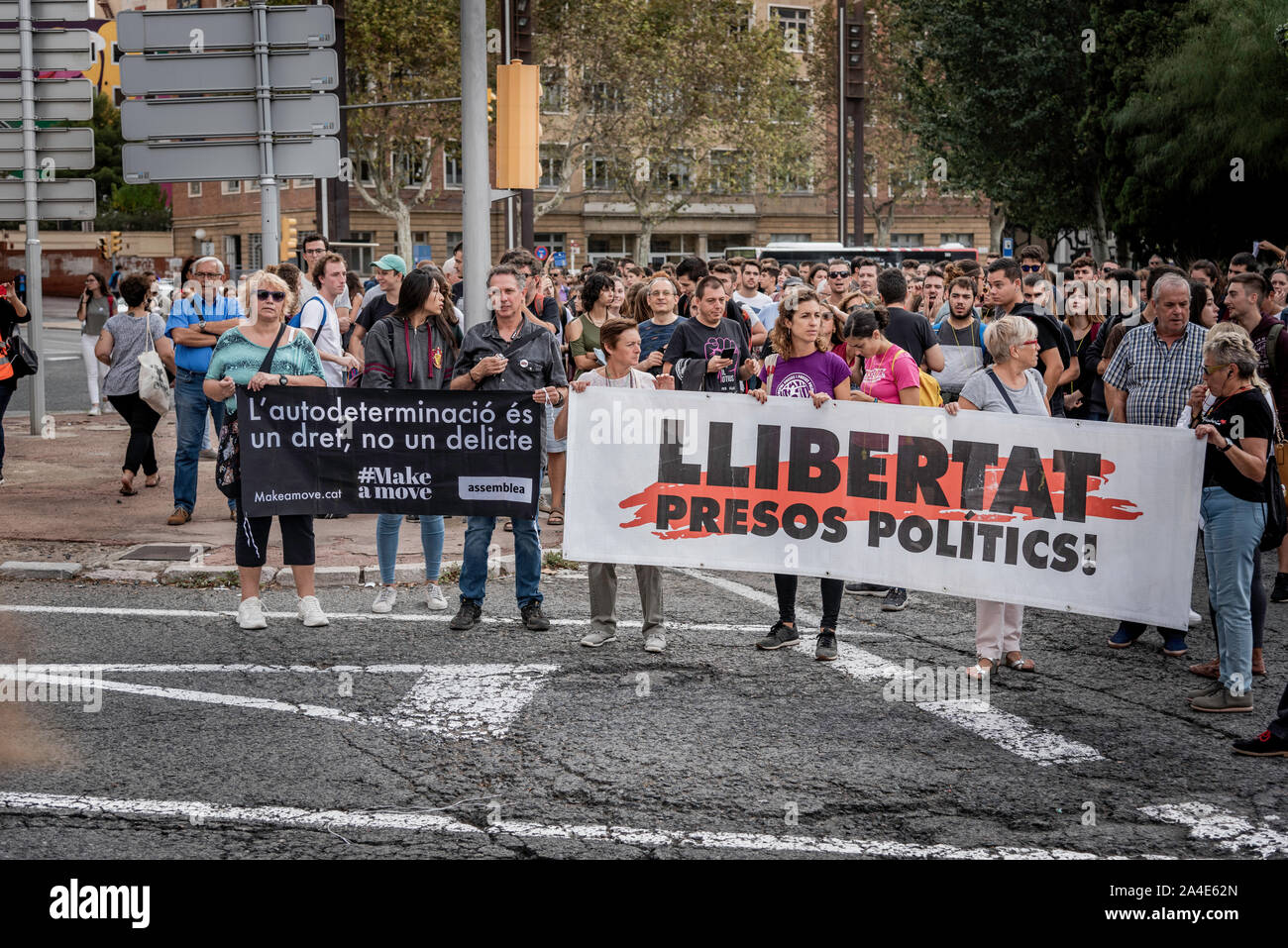 Tarragona Cataluna España 14 de Mayo 2019, Los manifestantes protestan por la sentencia del Was-parameter en las Calles de la Ciudad de Tarragona 2019 Stockfoto