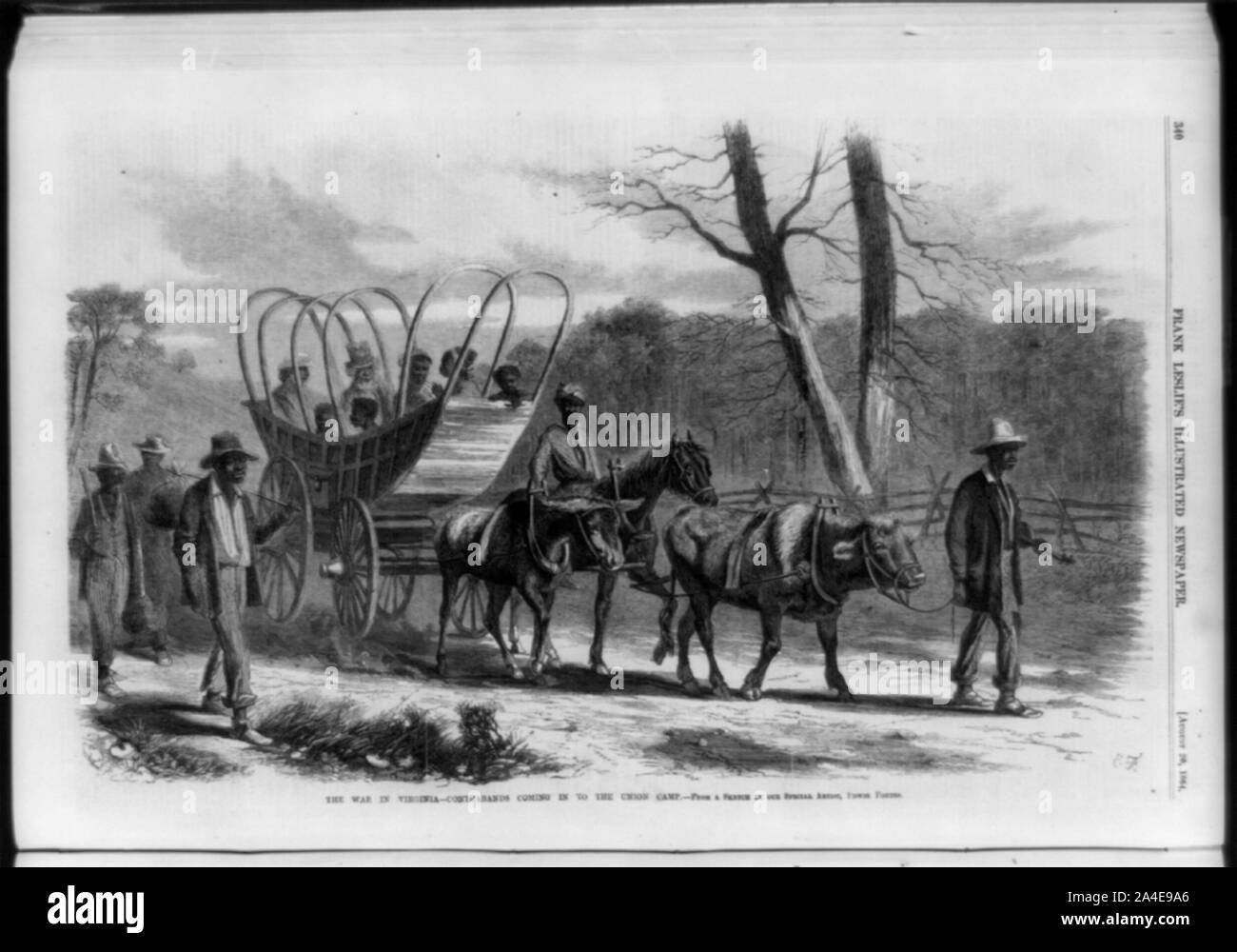 Der Krieg in Virginia - contrabands kommen in der Union Camp [Schwarzen in Wagen und zu Fuß] Stockfoto