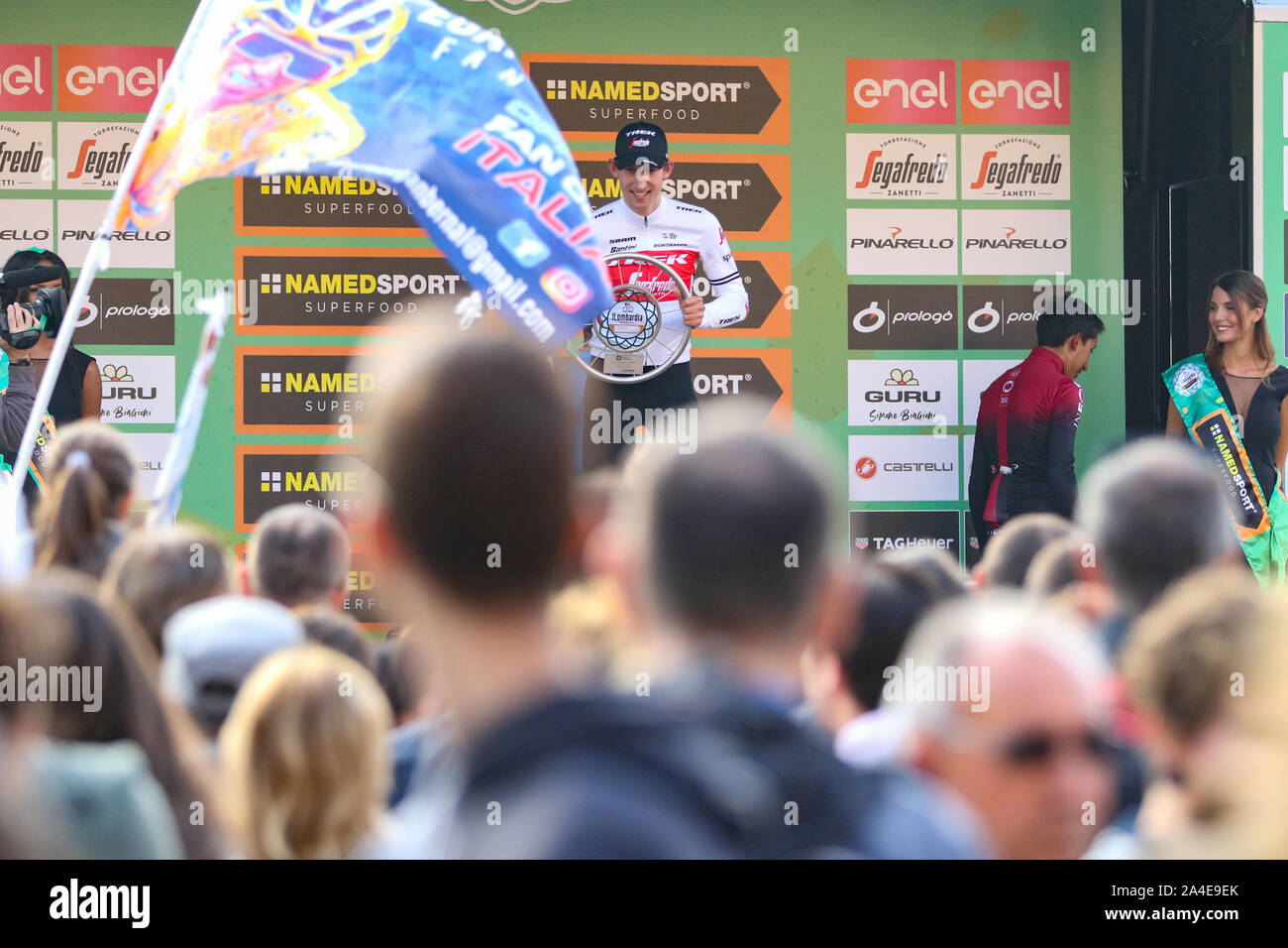 Bauke Mollema von Team Trek Segafredo Siegertreppchen Präsentation Il Giro di Lombardia 2019 Radtour der Lombardei Comer see Italien Stockfoto