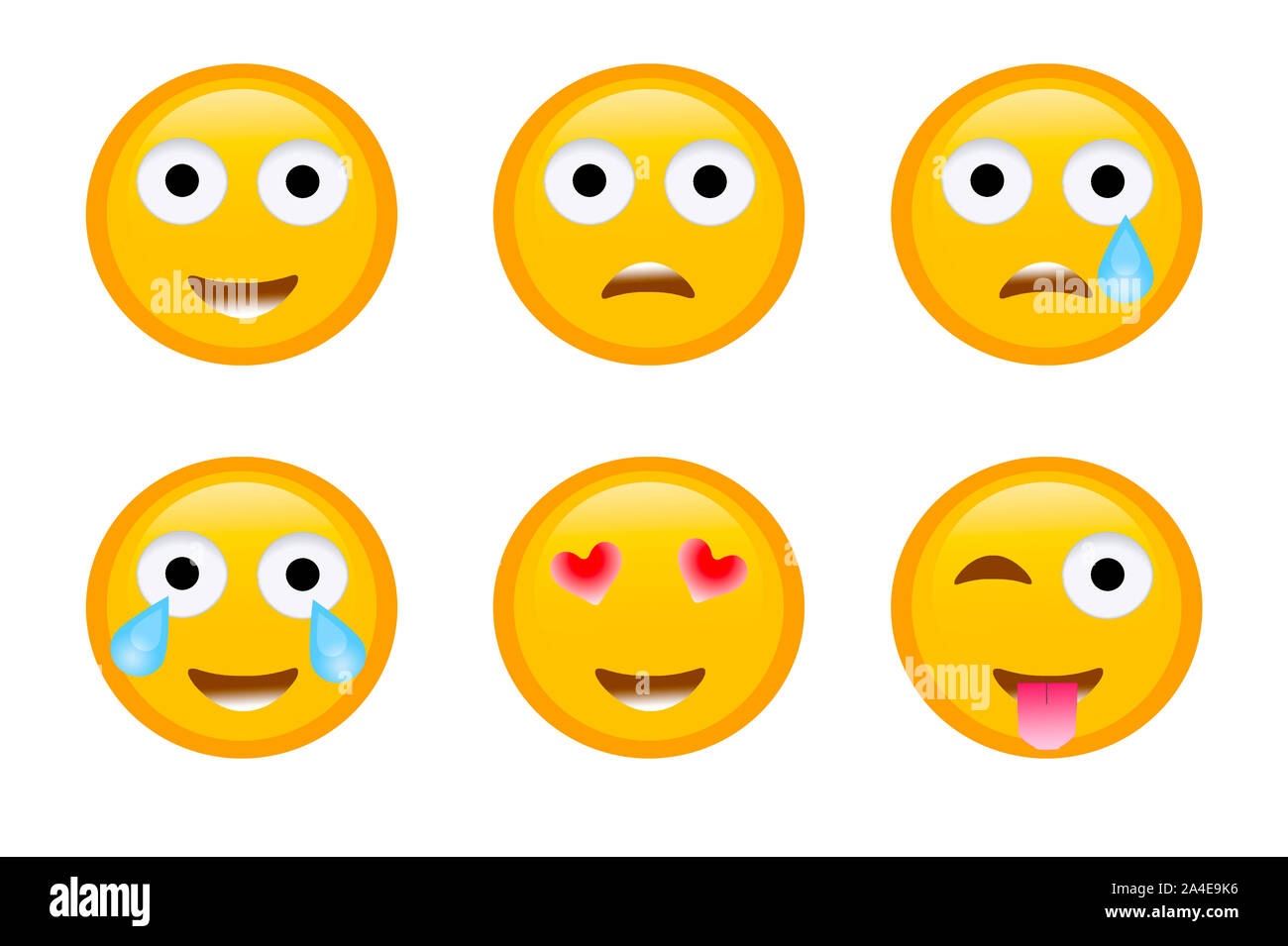 Emoji Set für das soziale Netz isoliert Stockfoto