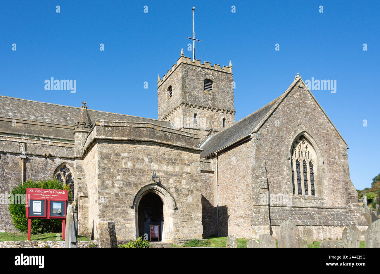 12. jahrhundert St Andrew's Church, Alte Kirche Straße, Clevedon, Somerset, England, Vereinigtes Königreich Stockfoto