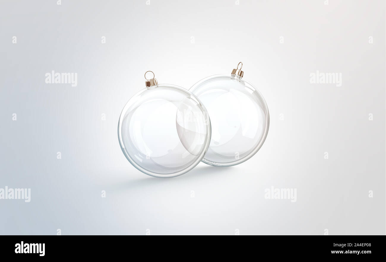 Leere zwei transparente weihnachtskugel für Baum-Modell Stockfoto