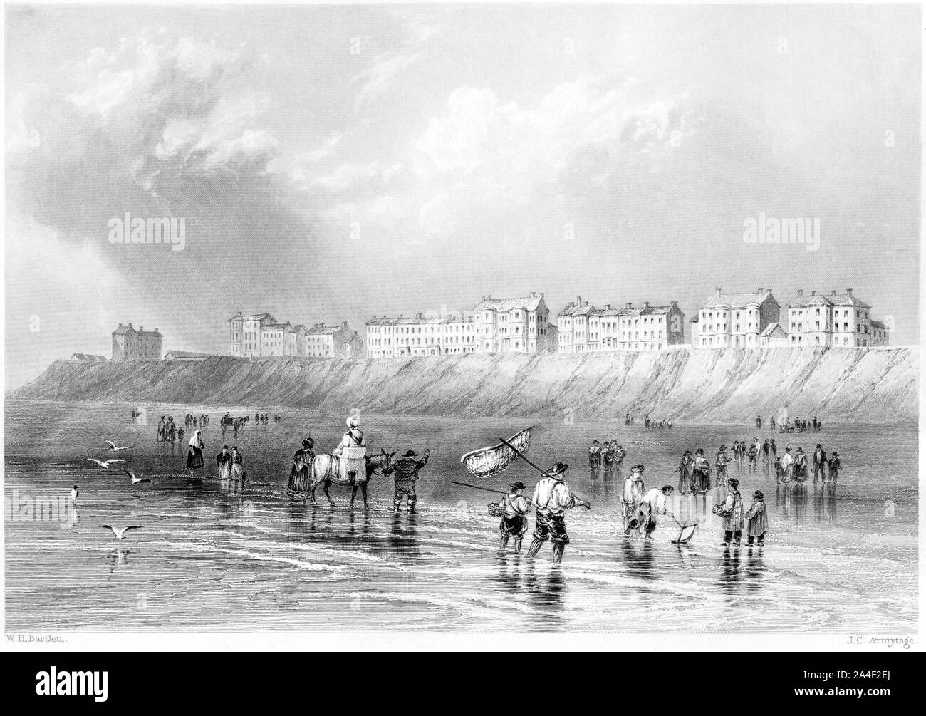 Ein Kupferstich von Blackpool Sands gescannt und in hoher Auflösung aus einem Buch im Jahre 1842 gedruckt. Dieses Bild wird geglaubt, frei von allen historischen Copyright. Stockfoto