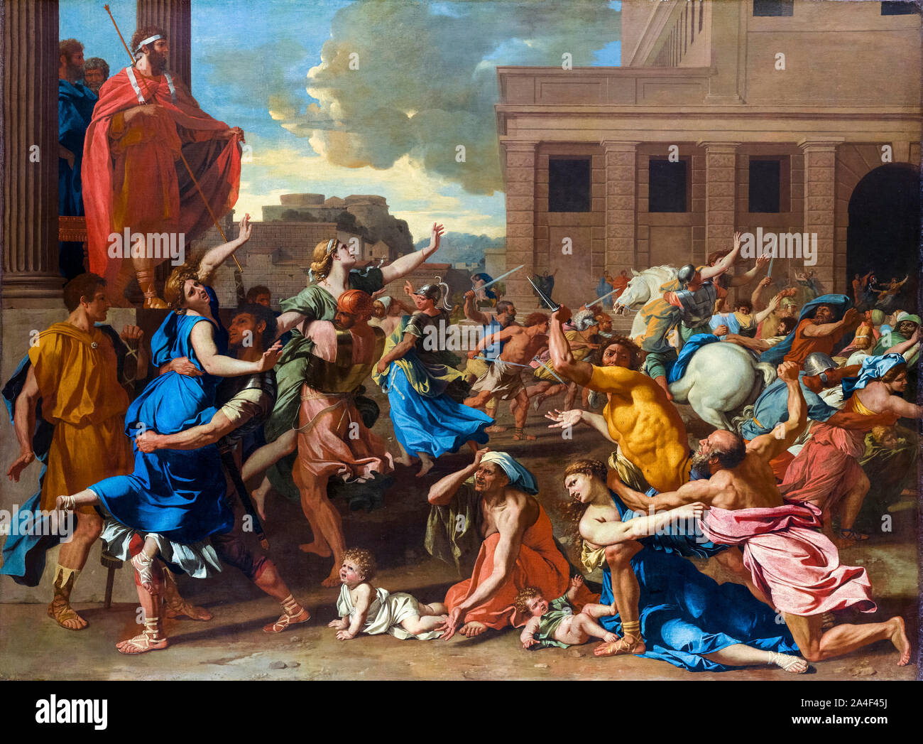 Nicolas Poussin, die Entführung der Sabine-Frauen, Französische Barockmalerei, 1633-1634 Stockfoto