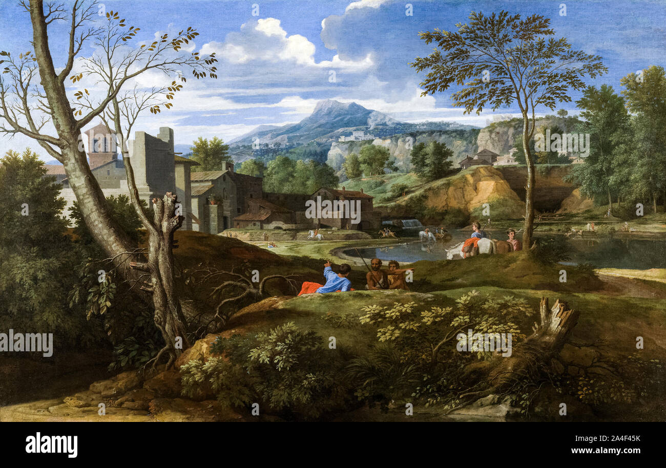 Nicolas Poussin, Malerei, Landschaft mit drei Figuren, 1645-1650 Stockfoto