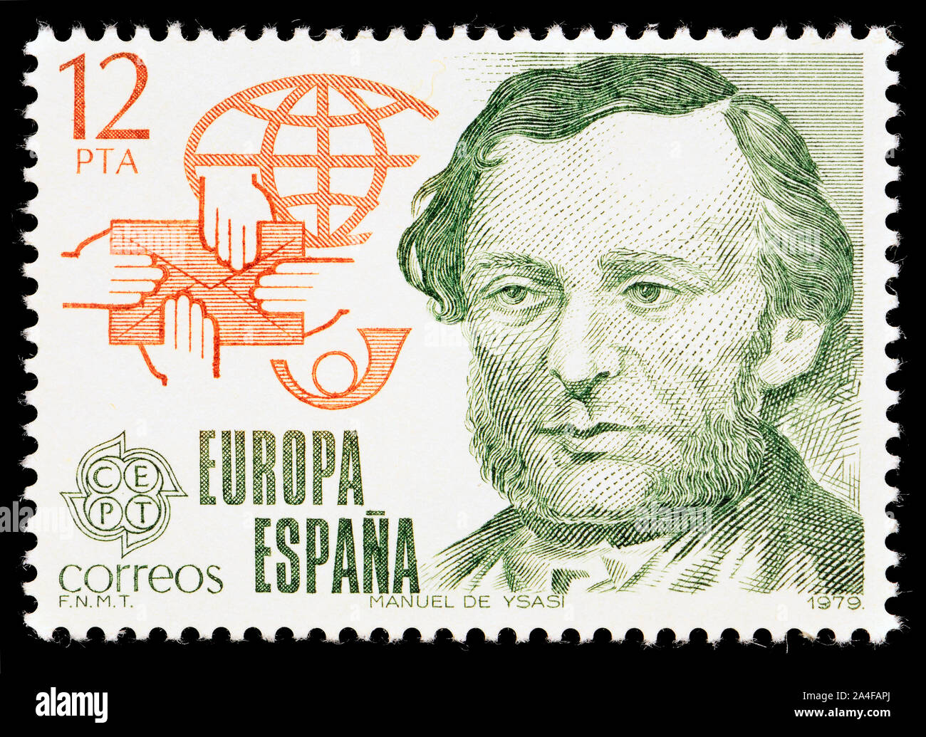 Spanische Briefmarke (1979): Manuel de Ysasi y Lacoste (1810-1854). Reformator des Internationalen Postwesen Stockfoto