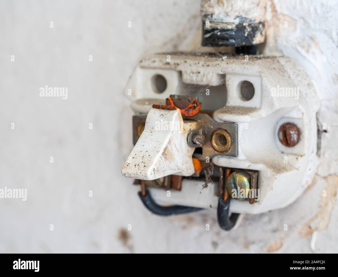 Zeit für einen neuen Lichtschalter Stockfoto