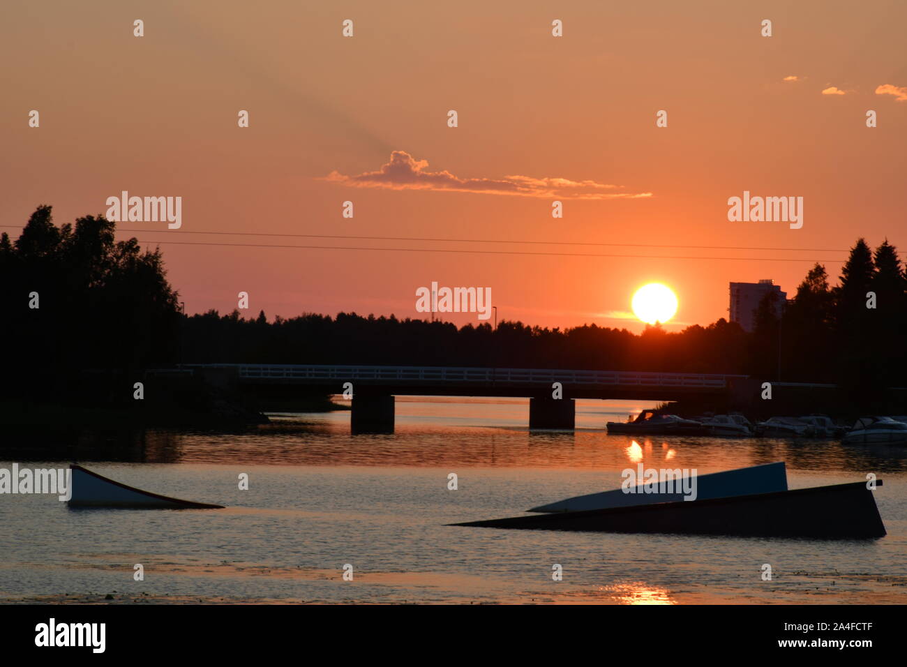 Sonnenuntergang in Oulu Stockfoto