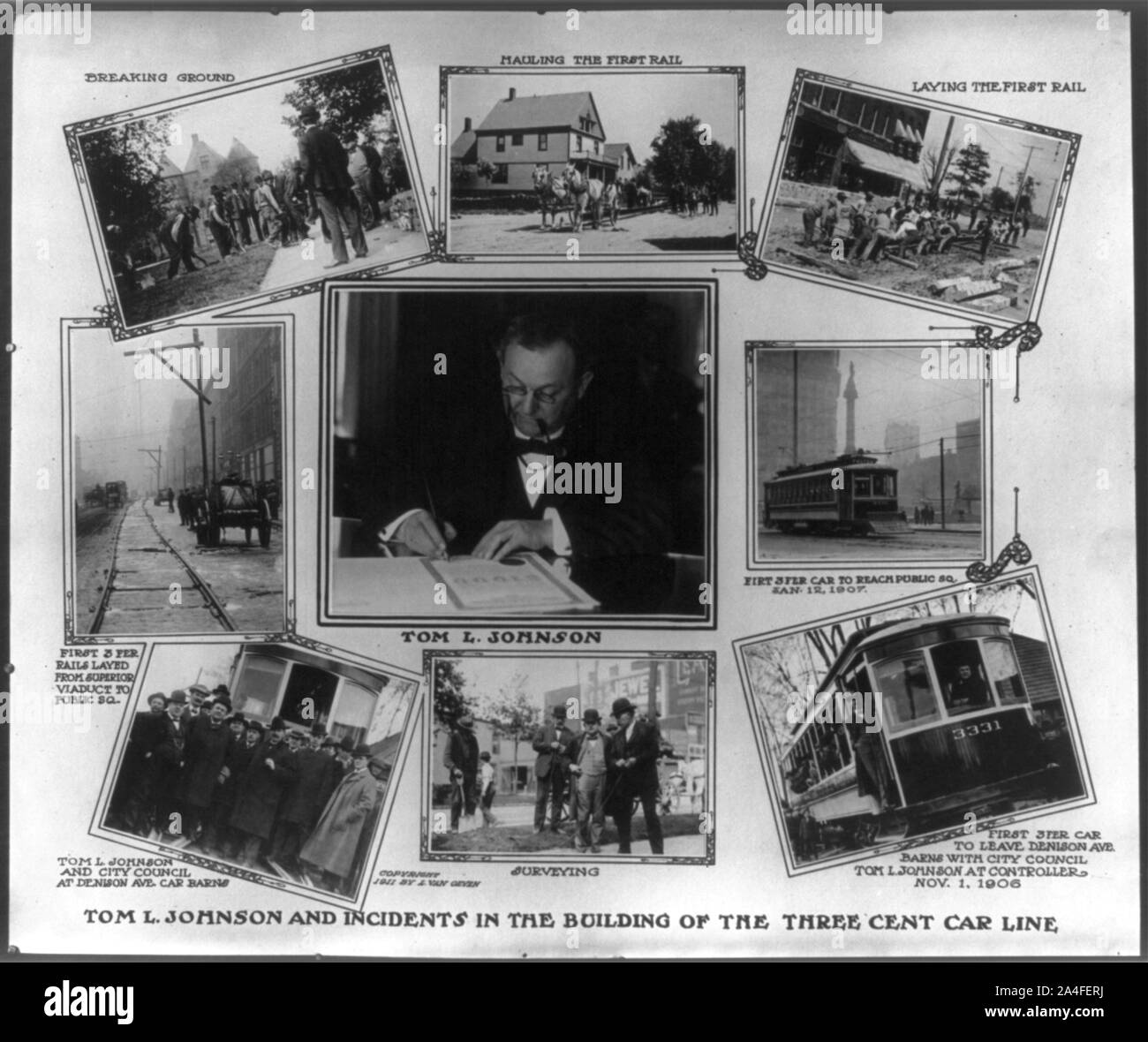 Tom Loftin Johnson (1854-1911) und Incidents im Gebäude der drei Cent car Linie Stockfoto