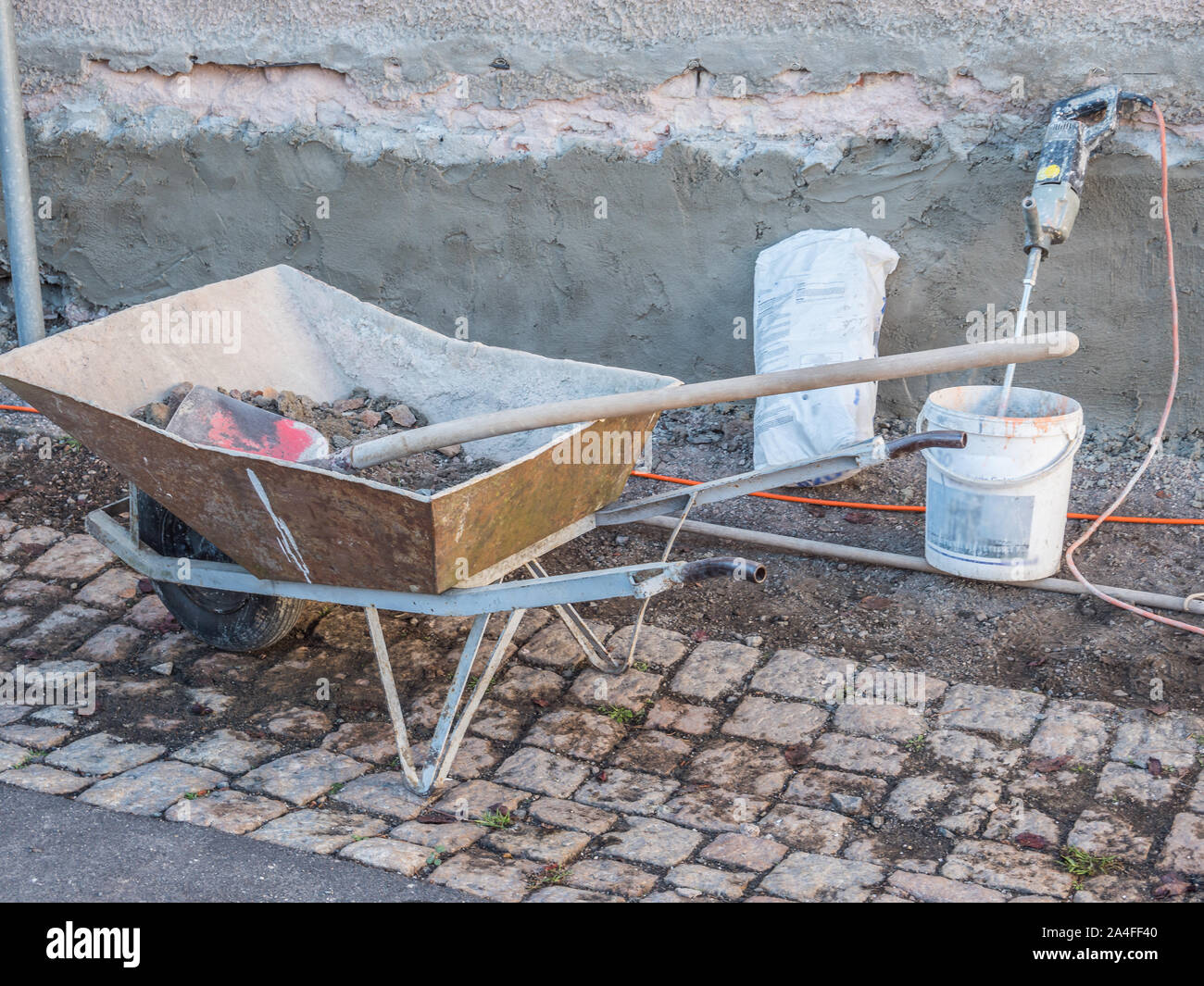 Werkzeug auf einer Baustelle Stockfoto