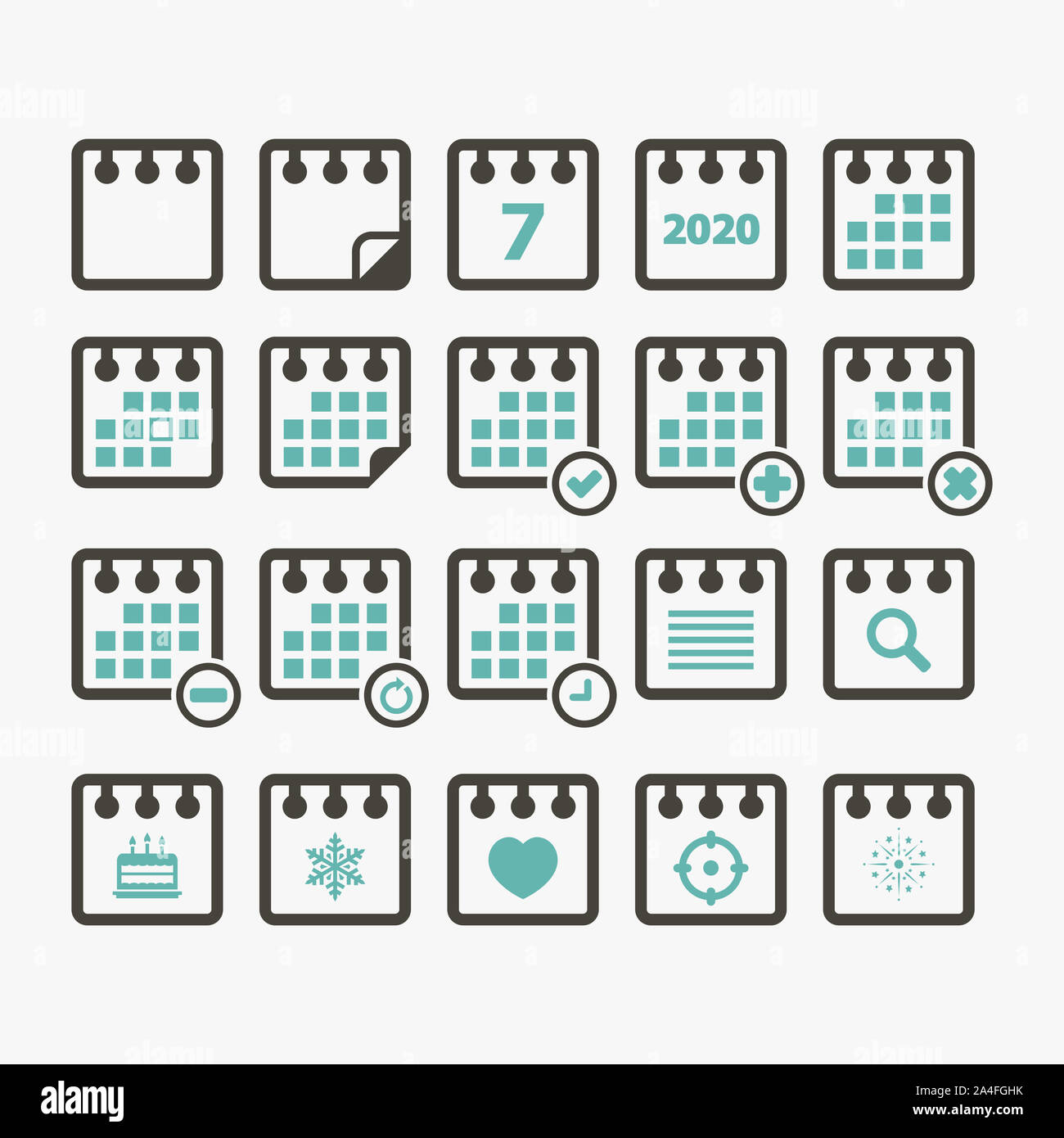 Kalender Icon Set 2020 Stockfoto