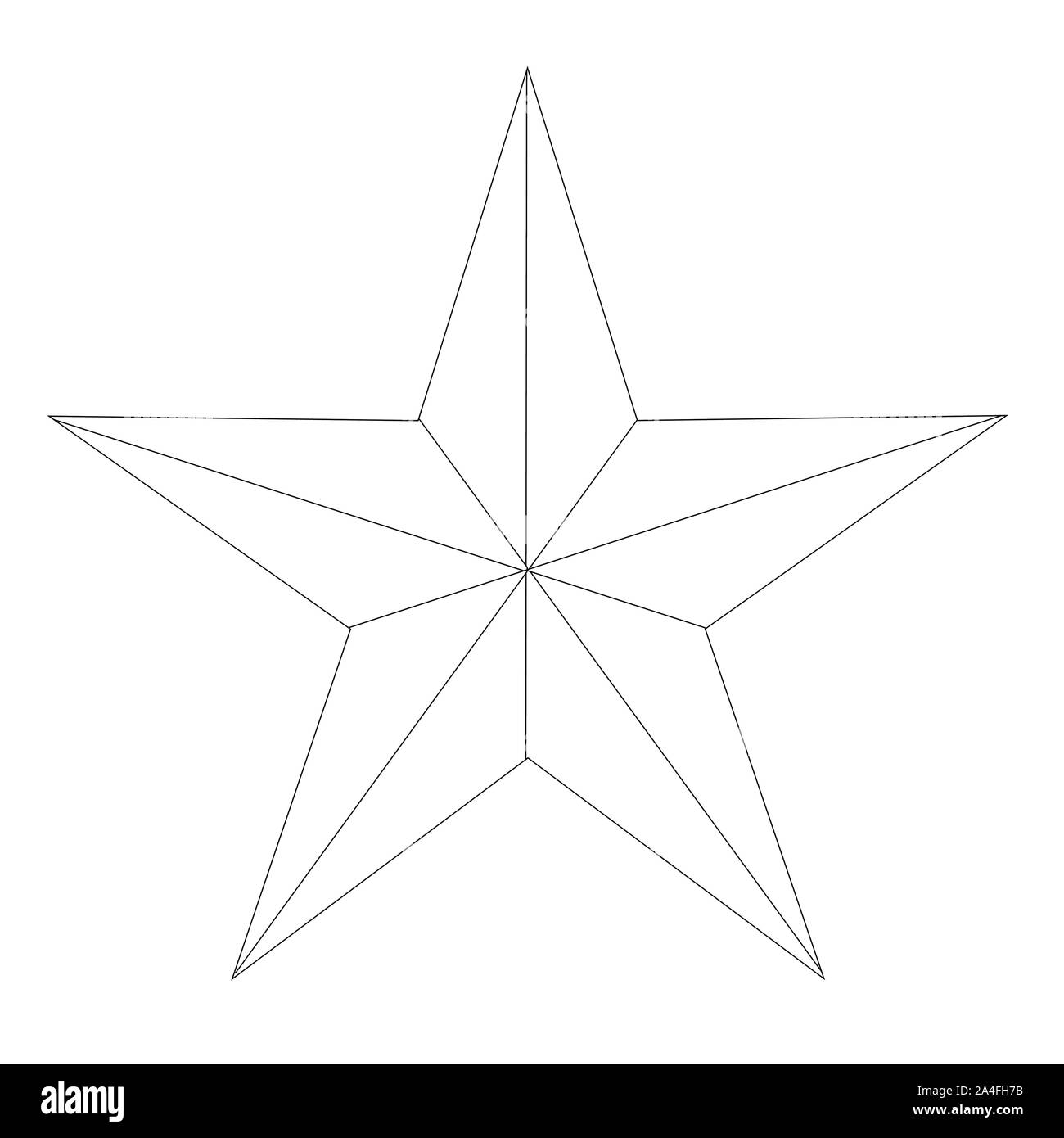 Texas Lone Star in weiß und schwarzer Umriss über einem weißen Hintergrund Stock Vektor