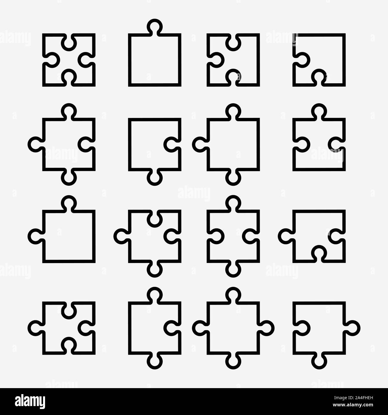 Puzzle Icon Set. Vector Illustration Stockfoto