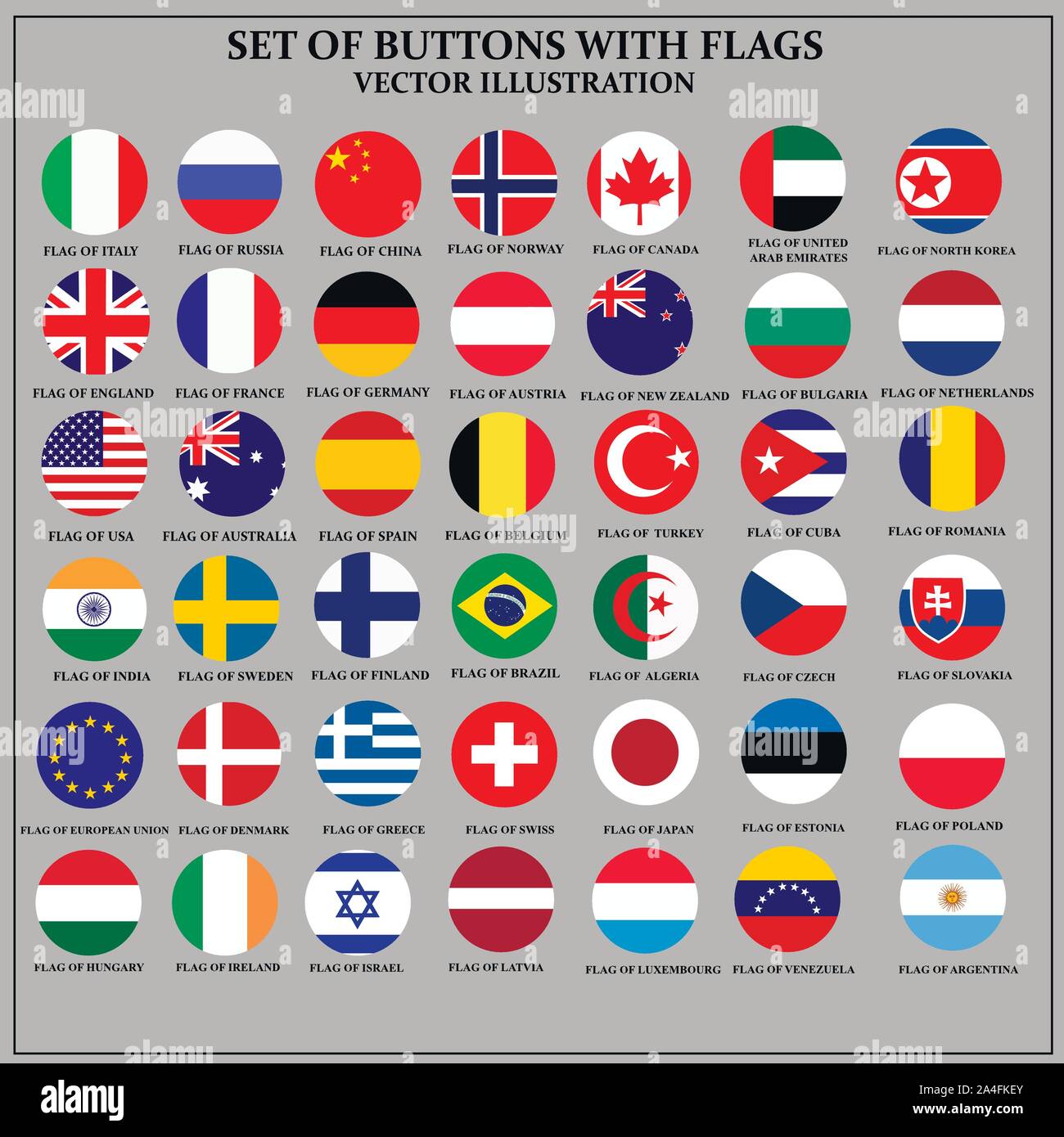 Hell eingestellt von Bannern mit Fahnen. Bunte Illustrationen mit den Flaggen der Welt für Web Design. Vector Illustration mit grauen Hintergrund. Stock Vektor