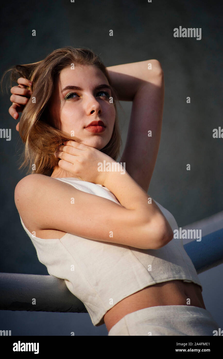 Straße Porträt einer Frau close-up Stockfoto