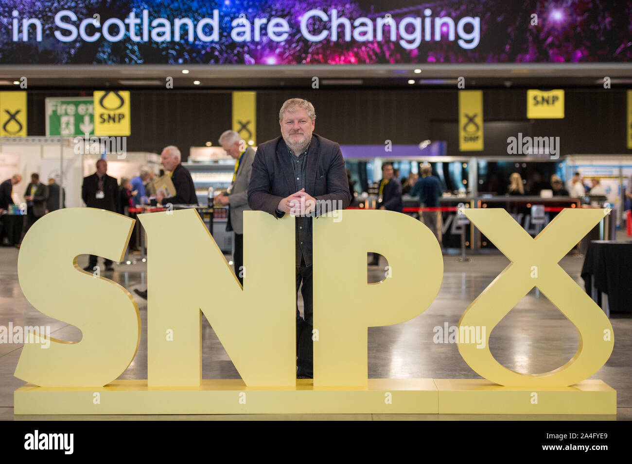 Aberdeen, Großbritannien. 14 Okt, 2019. Aberdeen, 14. Oktober 2019. Im Bild: Angus Robertson - Ehemalige delegieren Leiter der Scottish National Party (SNP) und war Sprecher der Partei auf die Verfassung im Unterhaus des Vereinigten Königreichs. Scottish National Party (SNP) Nationale Konferenz, auf der Veranstaltung komplexe Aberdeen (teca). Credit: Colin Fisher/Alamy leben Nachrichten Stockfoto