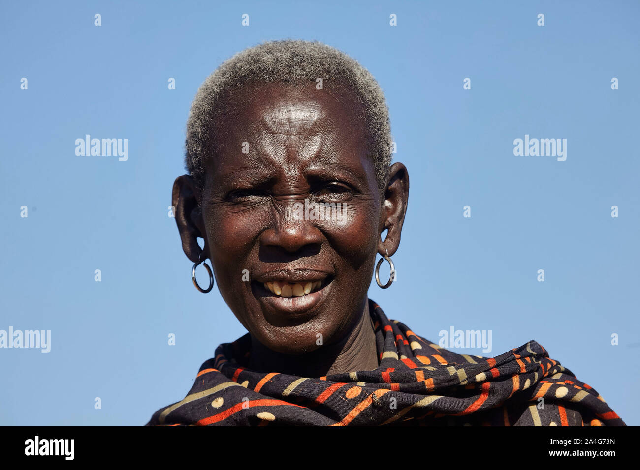 Amudat oeganda Uganda alte Frau 24-05-2016 Foto: Jaco Klamer Stockfoto
