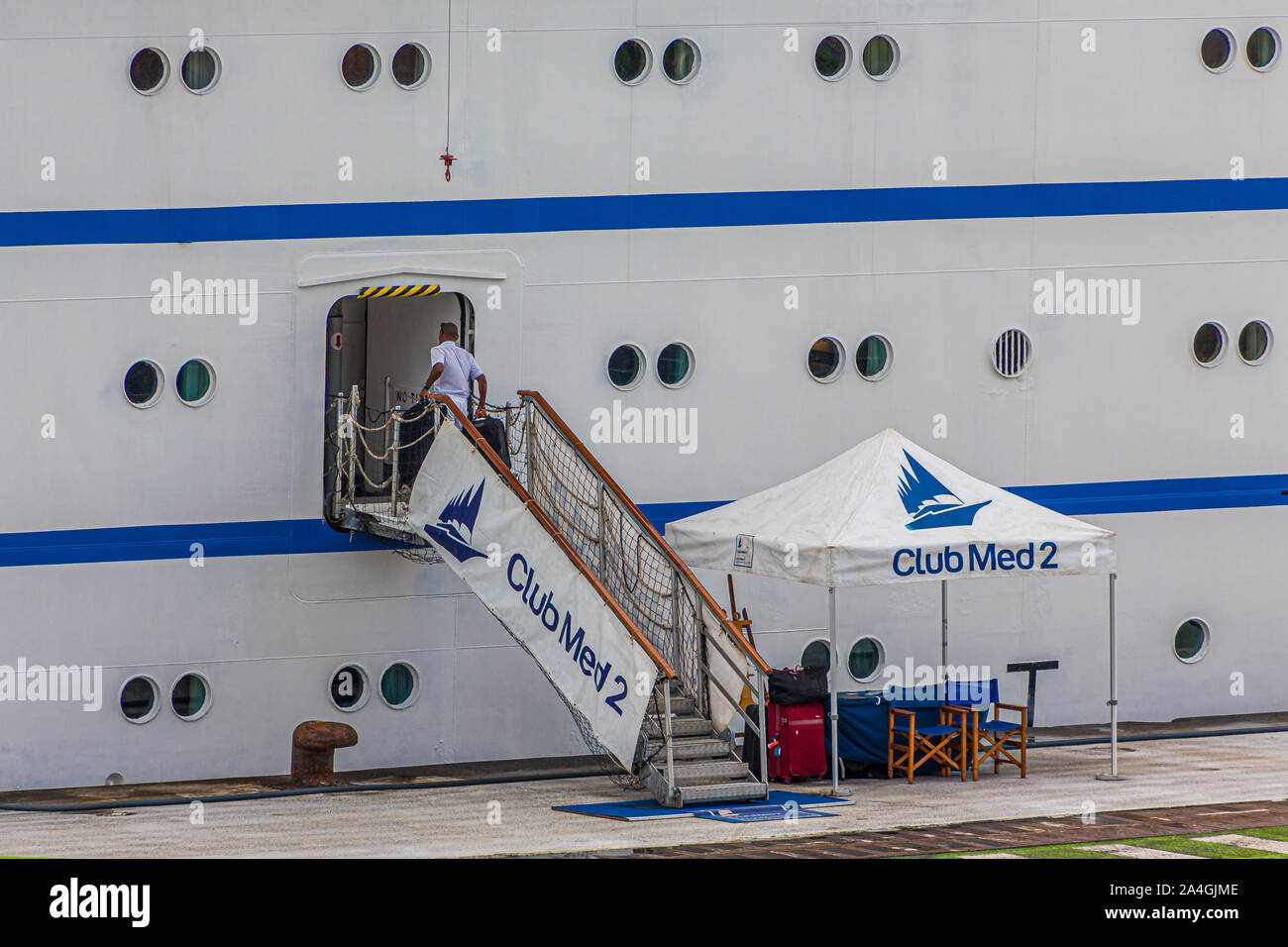 Gangway zu Club Med Schiff Stockfoto