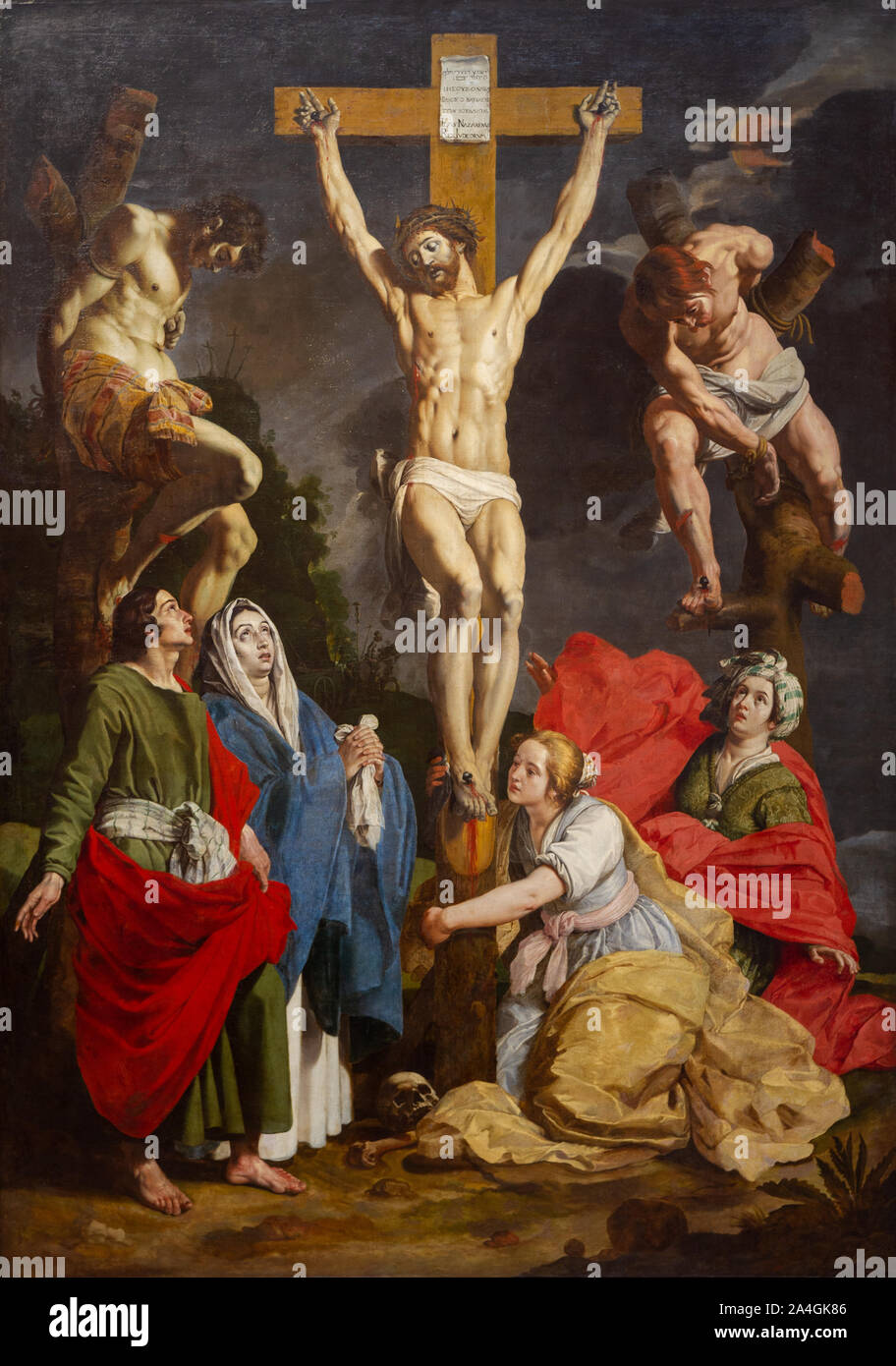 Das Bild von der Kreuzigung Jesu Christi von Abraham Janssens (1576-1632). Aus dem Dominikanerkloster in Valenciennes, Frankreich. Stockfoto
